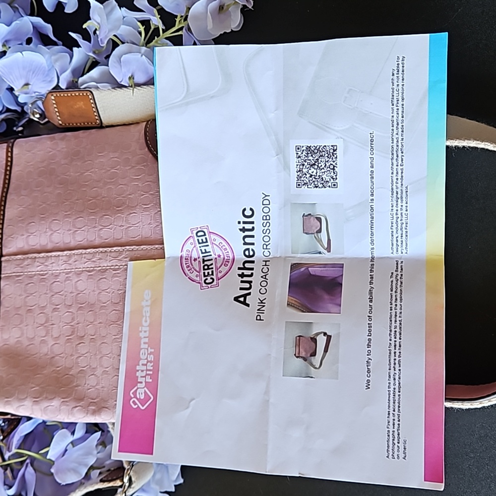 Coach 🎁 Pink Crossbody w CoA. Leather Accents, Canvas Strap - Picture 15 of 15